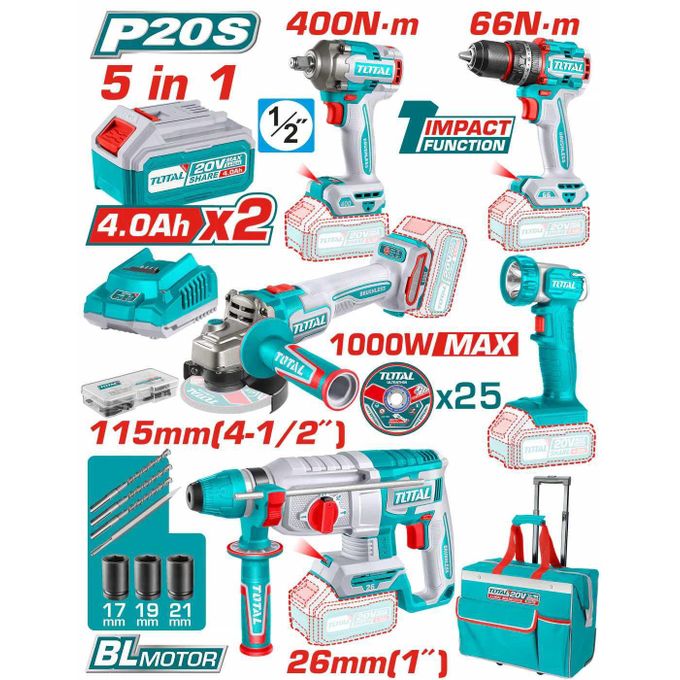 TCKLI20592 20V 5 Pcs Cordless Industrial Combo Kit