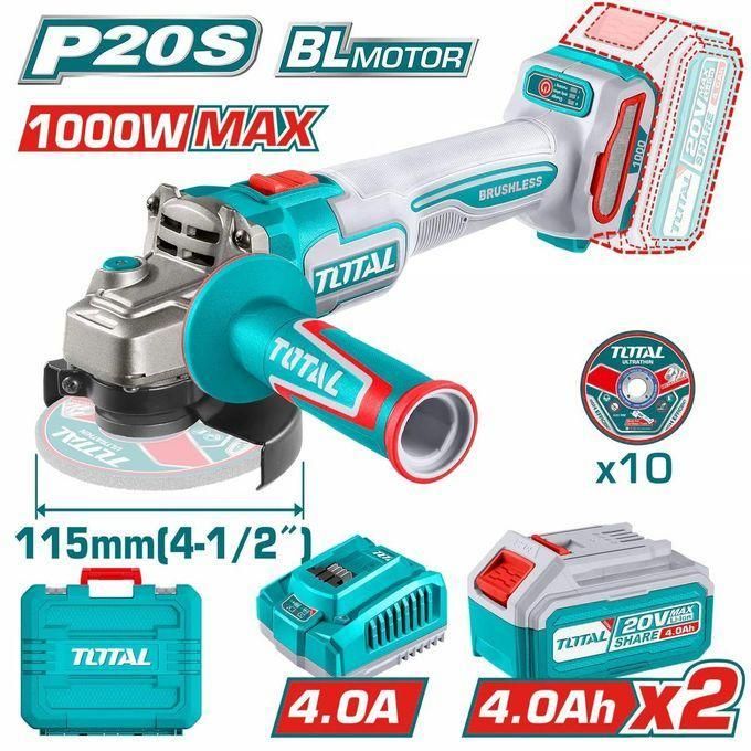 TOTAL TAGLI271532 Cordless Angle Grinder (20V, 115mm)